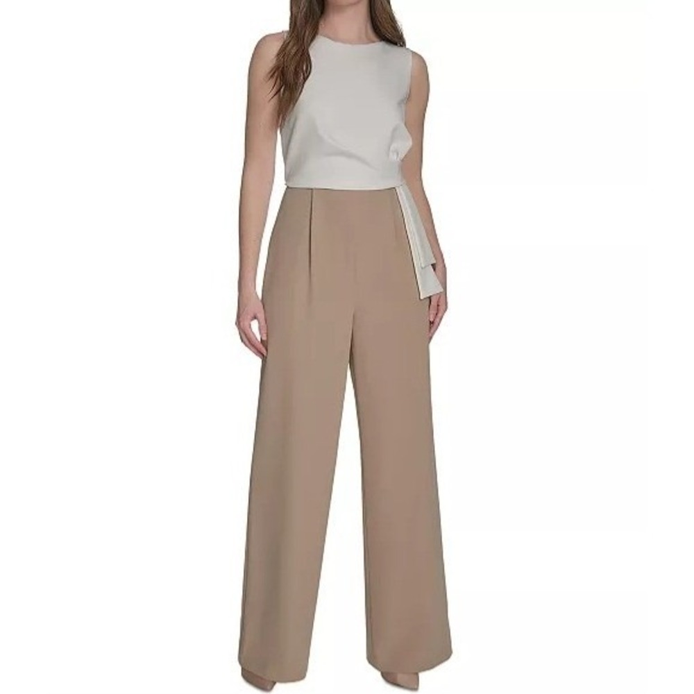 Tommy Hilfiger Sleeveless Side Drape Two Tone Jumpsuit Womens Size 12
